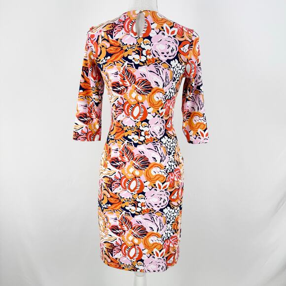 J McLaughlin Women's Catalina Knit Flora Sheath Dress XS Orange Pink - Picture 6 of 13